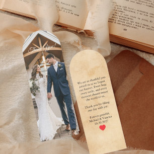 Modern Elegant Photo Wedding Thank You Custom Bookmarks