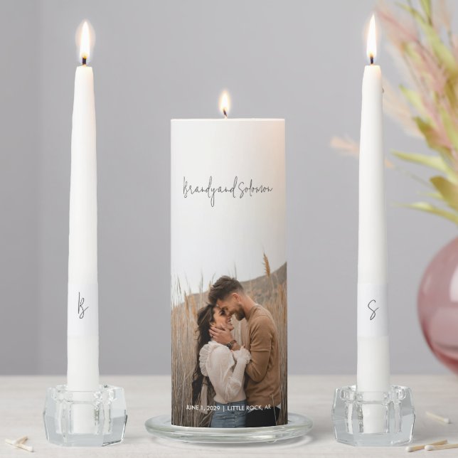 Modern Elegant Photo Wedding Unity Candle Set (In Situ)