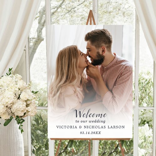 Modern Elegant Photo Wedding Welcome Sign