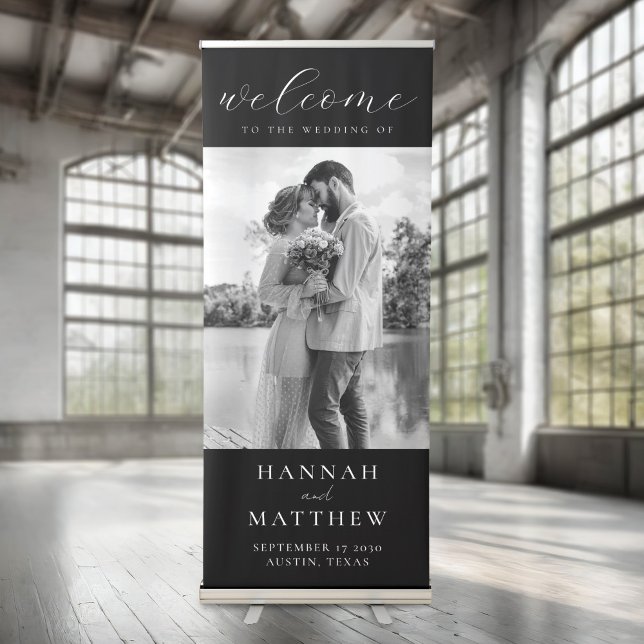 Modern Elegant Photo Wedding Welcome Sign Banner (Creator Uploaded)