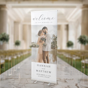 Modern Elegant Photo Wedding Welcome Sign Banner
