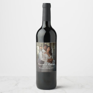 Modern elegant photo wedding wine label