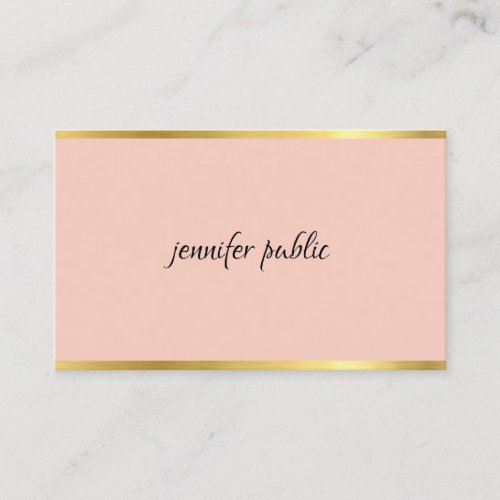 Modern Elegant Pink And Gold Cursive Hand Script Business Card
