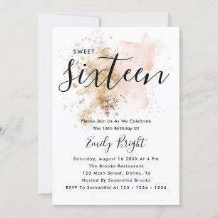 Modern Elegant Pink And Gold Script Sweet 16  Invitation