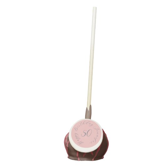 Modern Elegant Pink and Navy Girly 50th Birthday Cake Pops (Front)