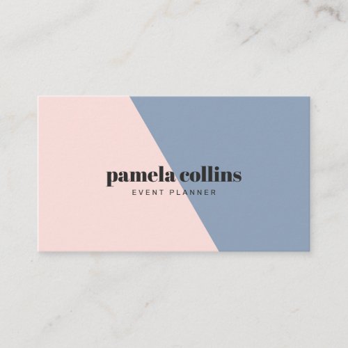 Modern elegant pink blue minimalist color block business card