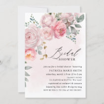 Modern Elegant Pink Blush Floral Bridal Shower Invitation