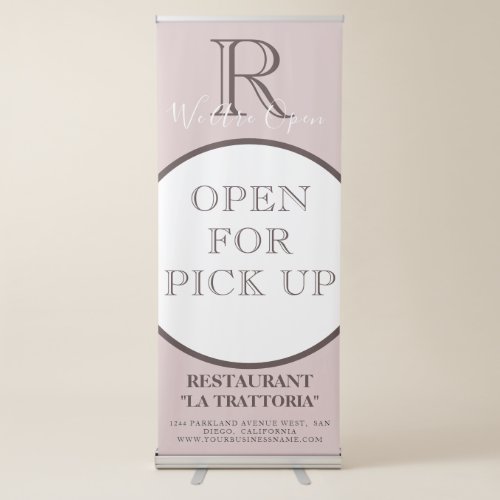 Modern Elegant Pink Blush Tone Monogram Business Retractable Banner