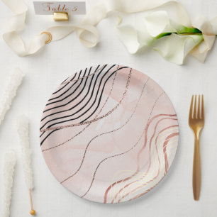 Modern Elegant Pink Bohemian Rose Gold Paper Plates
