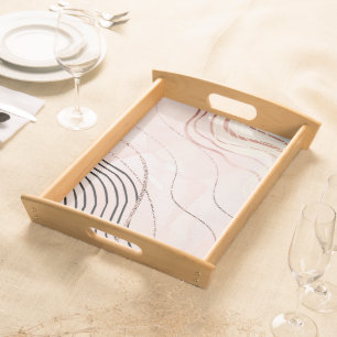 Modern Elegant Pink Bohemian Rose Gold Serving Tray