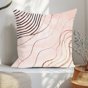 Modern Elegant Pink Bohemian Rose Gold Throw Pillow