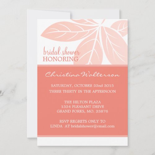 Modern Elegant Pink Coral Bridal Shower Personalized Announcement