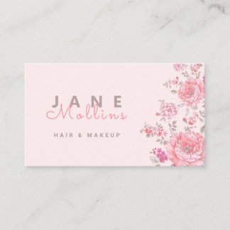 Modern Elegant Pink Floral Business Card