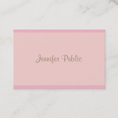 Modern Elegant Pink Gold Calligraphy Template Top Business Card