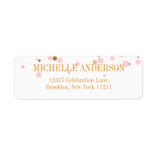 Modern Elegant Pink Gold Glitter Confetti Label