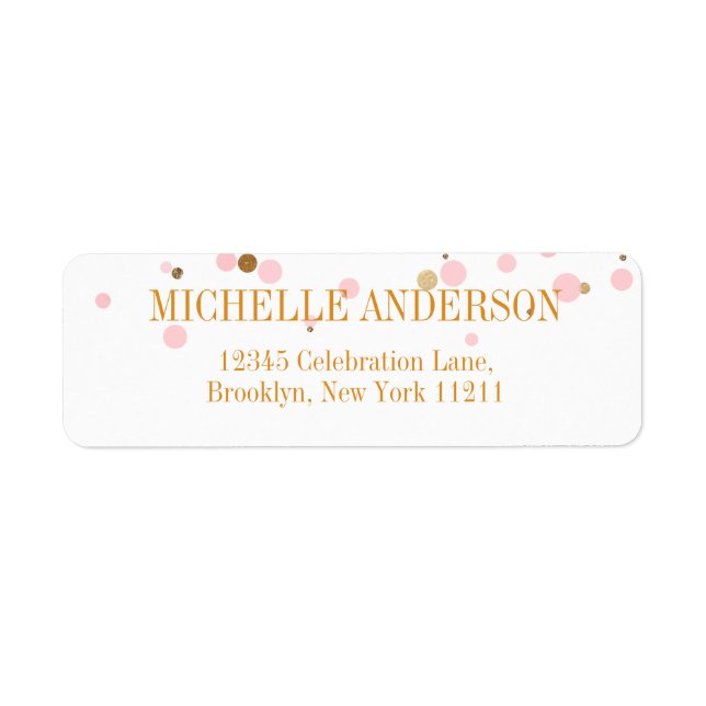 Modern Elegant Pink Gold Glitter Confetti Label (Front)