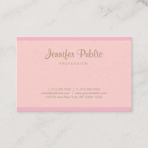 Modern Elegant Pink Gold Hand Script Template Business Card
