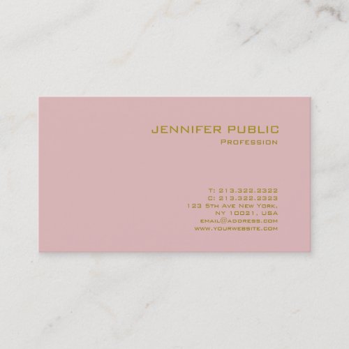 Modern Elegant Pink Gold Luxury Elite Template Business Card