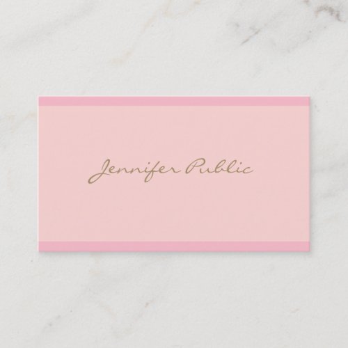 Modern Elegant Pink Gold Script Professional Plain Business Card