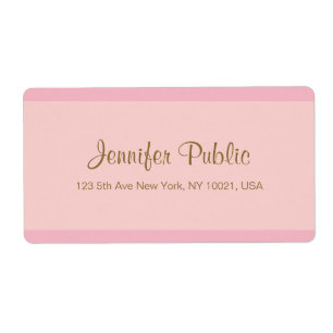 Modern Elegant Pink Gold Script Trendy Template Label