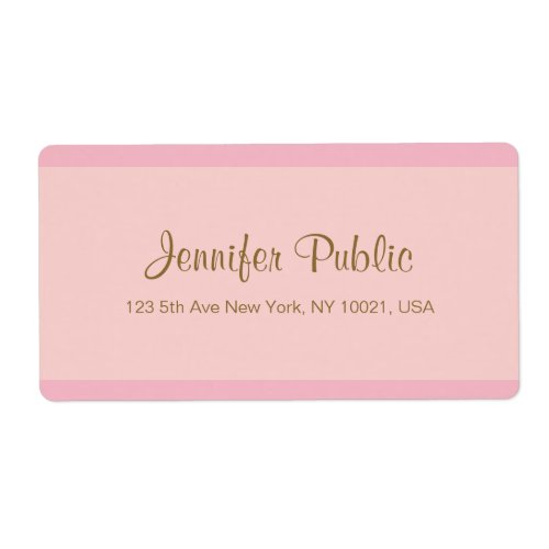 Modern Elegant Pink Gold Script Trendy Template Label