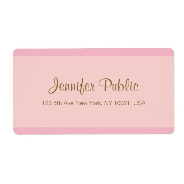 Modern Elegant Pink Gold Script Trendy Template Label (Front)