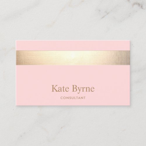 Modern Elegant Pink Gold Stripe Business Card