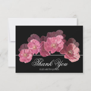 Modern Elegant Pink Icelandic Poppy Thank You Card