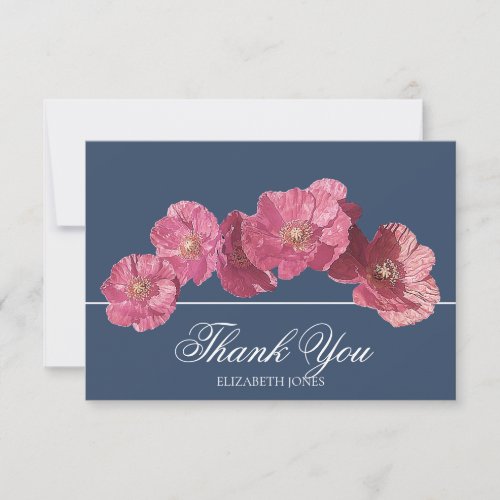 Modern Elegant Pink Icelandic Poppy Thank You Card