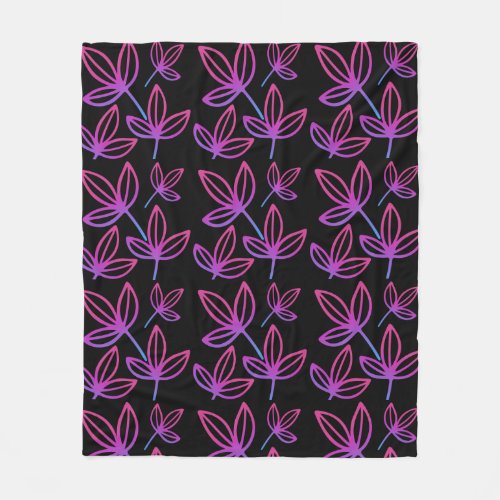 Modern Elegant Pink Leaves  Fleece Blanket