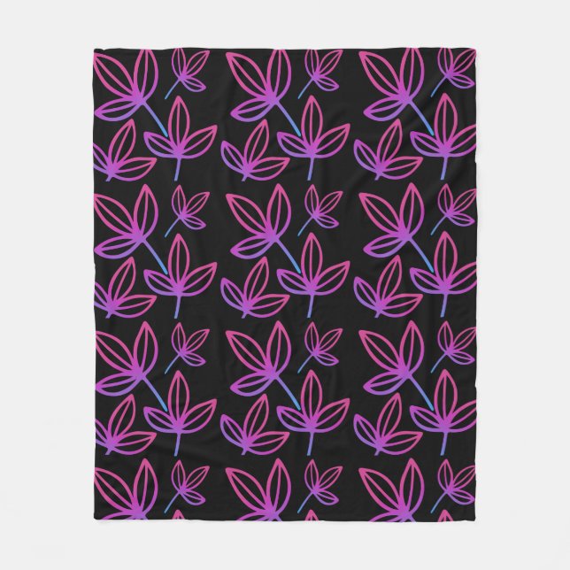 Modern Elegant Pink Leaves  Fleece Blanket (Front)