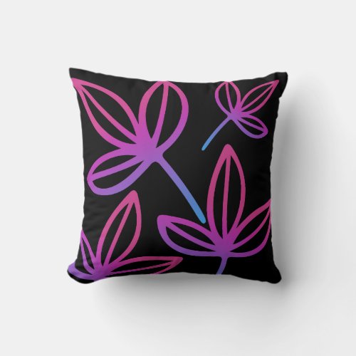 Modern Elegant Pink Leaves  Throw Pillow