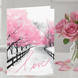 Modern Elegant Pink Love Script Happy Anniversary Card