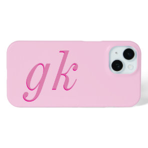 Modern Elegant Pink  Monogram Initials iPhone 15 Case