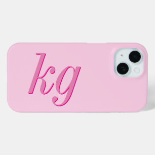 Modern Elegant Pink Monogram Initials iPhone 15 Case