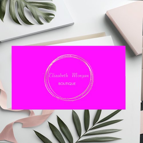 Modern Elegant Pink Neon Gold Circle Business Card