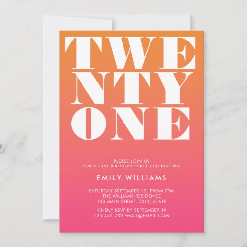 Modern Elegant Pink Orange Bold Typography Invitation