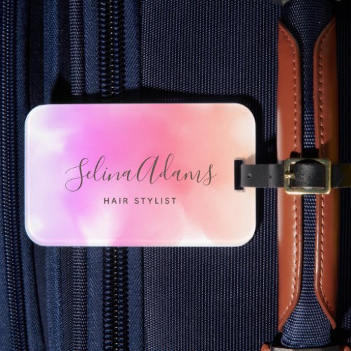 Modern Elegant Pink Purple Watercolor Abstract Luggage Tag