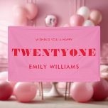Modern Elegant Pink Red Bold 21st Birthday Banner<br><div class="desc">Modern 21st birthday banner sign featuring elegant bold typography and minimalist design.</div>