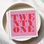 Modern Elegant Pink Red Bold 21st Birthday Napkins<br><div class="desc">Modern 21st birthday invitation featuring elegant bold typography and minimalist design.</div>