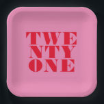 Modern Elegant Pink Red Bold 21st Birthday Paper Plates<br><div class="desc">Modern 21st birthday paper plates featuring elegant bold typography and minimalist design.</div>