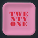 Modern Elegant Pink Red Bold 21st Birthday Paper Plates<br><div class="desc">Modern 21st birthday paper plates featuring elegant bold typography and minimalist design.</div>