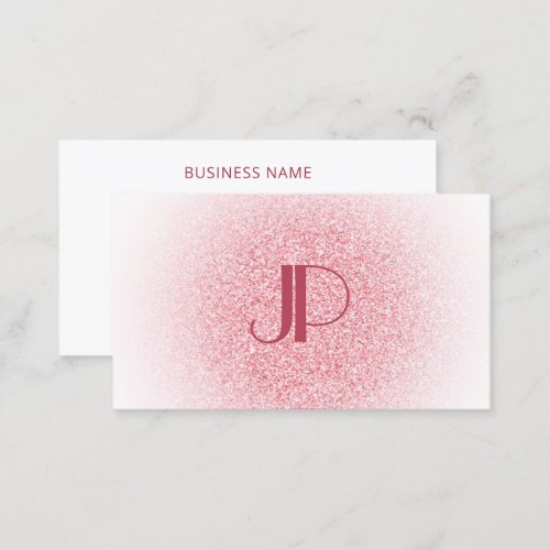 Modern Elegant Pink Rose Gold Glitter Monogram Business Card