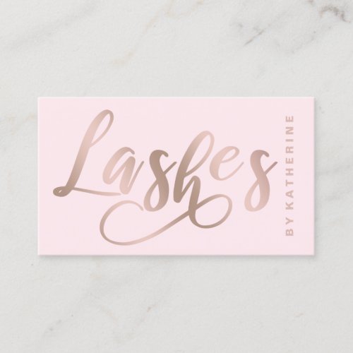 Modern elegant pink  rose gold lashes extension business card