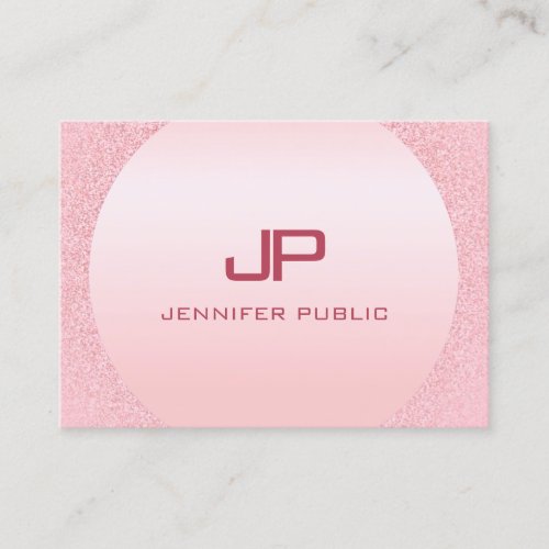 Modern Elegant Pink Rose Gold Monogram Template Business Card