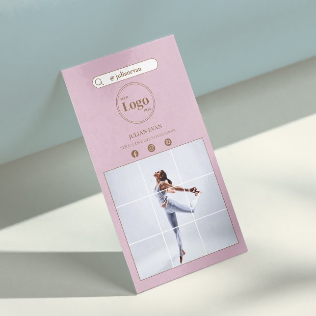 Modern Elegant Pink Social Media Instagram Photo  Business Card (Creator Uploaded)