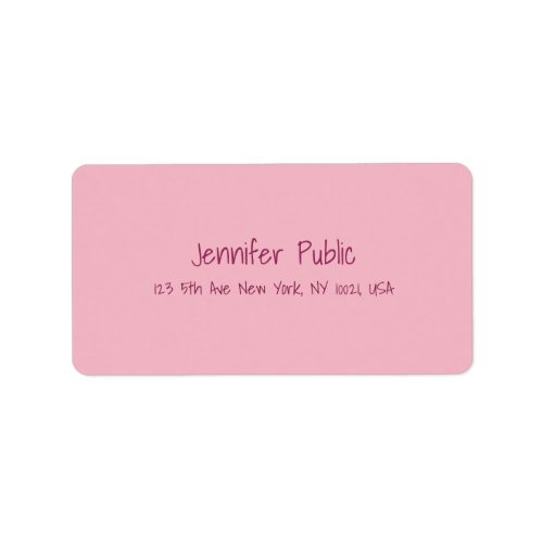 Modern Elegant Pink Template Hand Script Simple Label