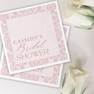 Modern Elegant Pink Toile Floral Bridal Shower Napkins