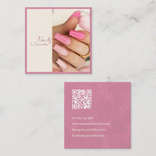 Modern Elegant Pink Velvet Square Business Card