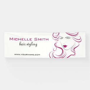 Modern Elegant Pink Wavy Hair Salon Beauty Girl  Banner